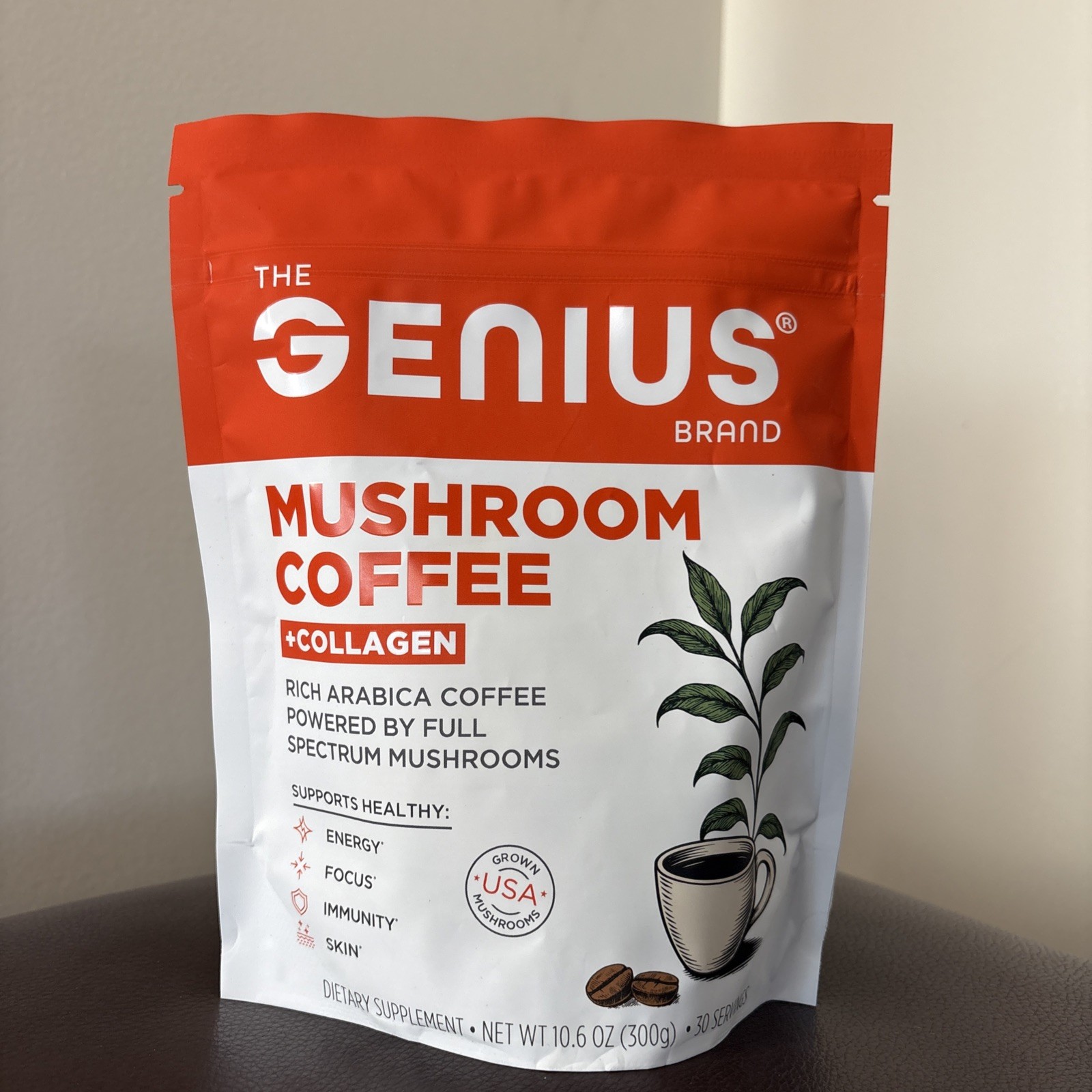 The Genius Brand, Mushroom Coffee + Collagen, 300g, EXP 07/2027