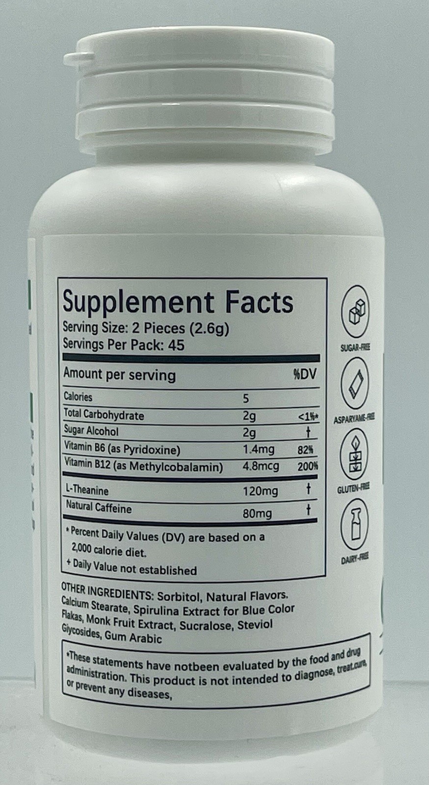 Lot of 2 HiPlus Energy Focus Peppermint Chewables 90pc EXP 01/27 L-Theanine
