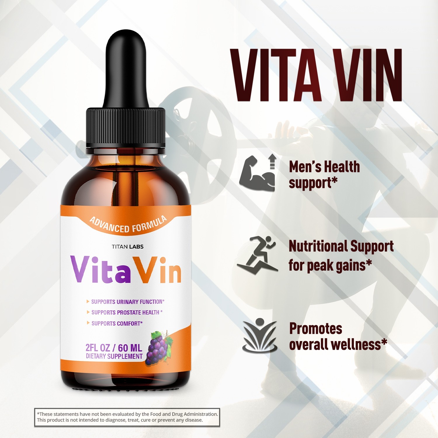 (1 Pack) Vita Vin Male Support Drops Advanced VitaVin Supplement 30 Servings