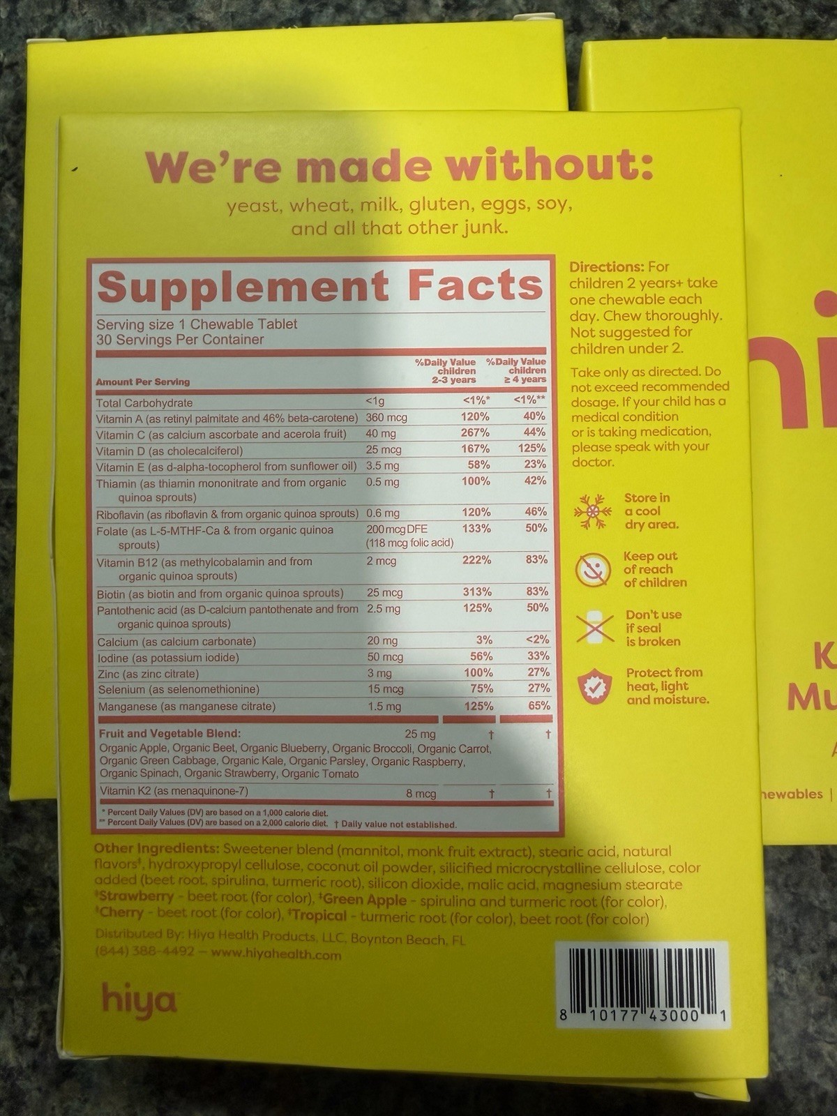 4 pks Kids Multivitamin Chewable Assorted Flavors Sugar-Free Gluten-Free