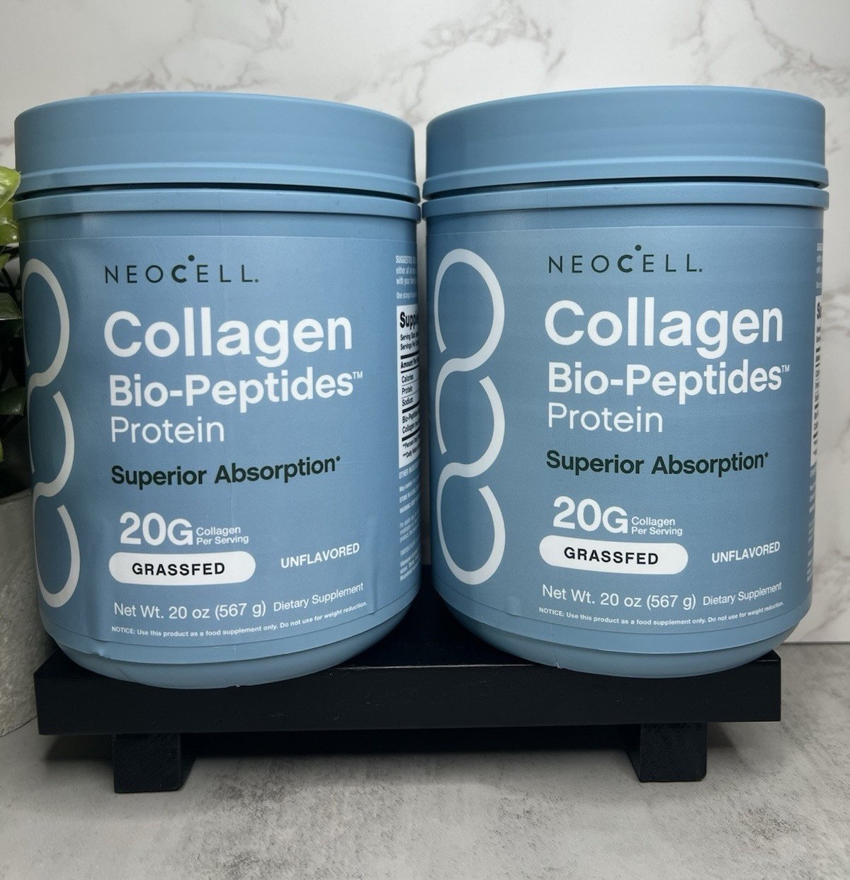 NeoCell Collagen Bio-Peptides Powder Grass Fed Two Pack, 20oz 20g Exp 10/30