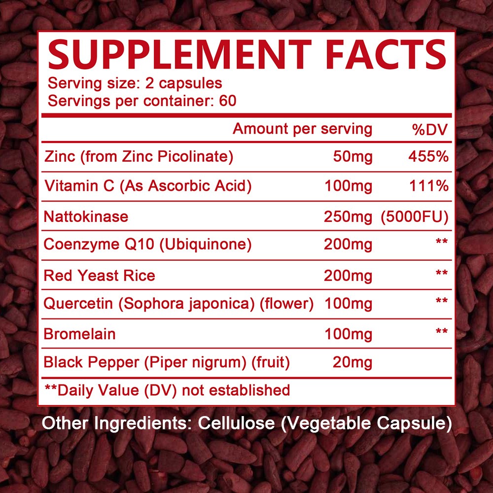 Nattokinase Supplements Blood Circulation Overall Heart Wellness 30-120 Capsules