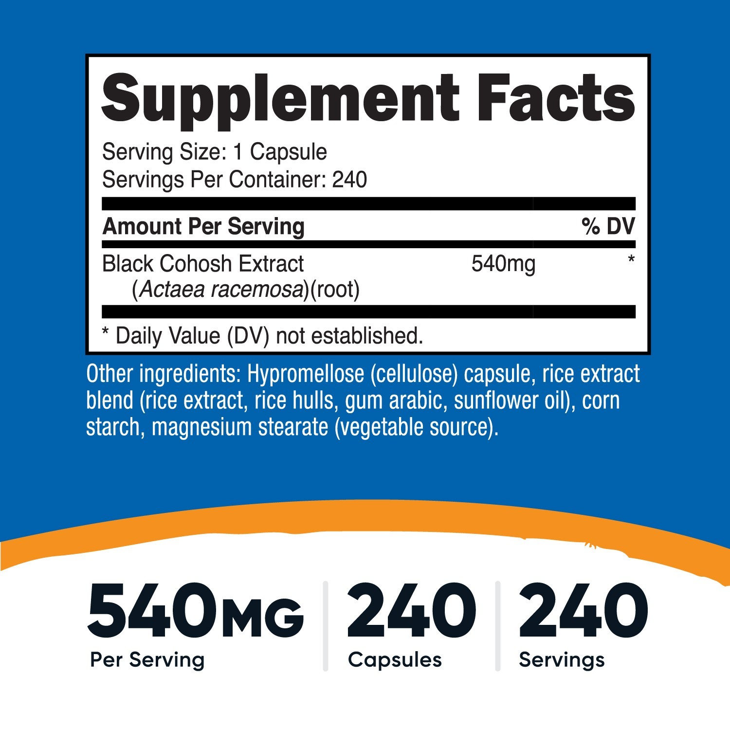 Nutricost Black Cohosh Supplement (240 Capsules) 540mg Per Serving – Vegan