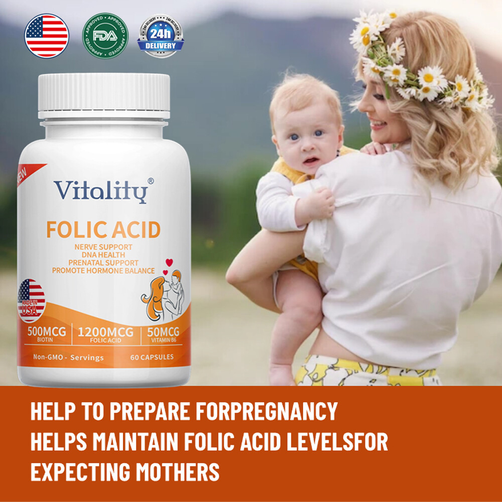 Folic Acid (Vitamin B9) 60 Capsules – Gluten Free & Non-GMO
