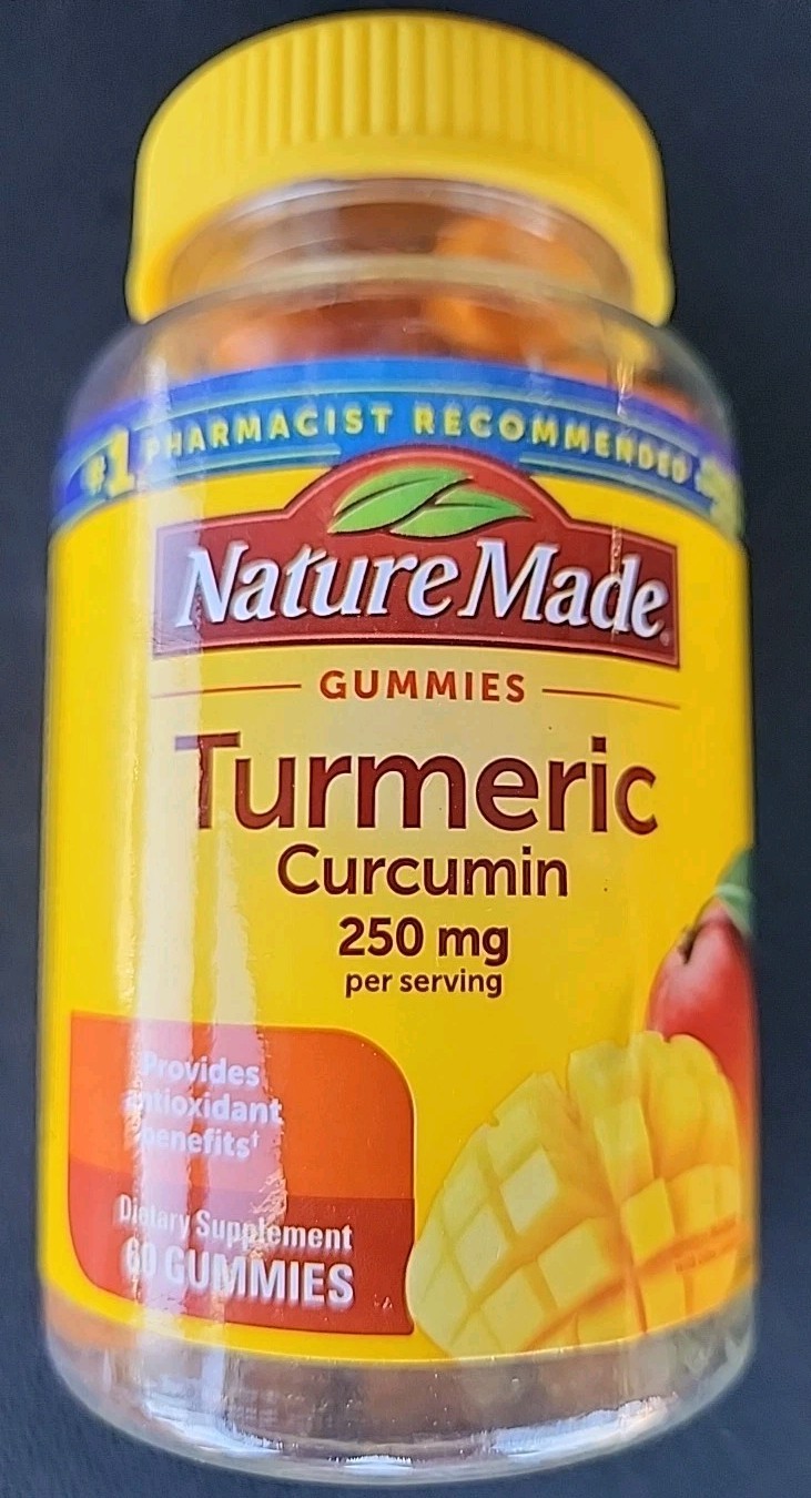 Nature Made Turmeric Curcumin 250 mg Gummies Mango Flavor 60 Gummies Exp 07/2026
