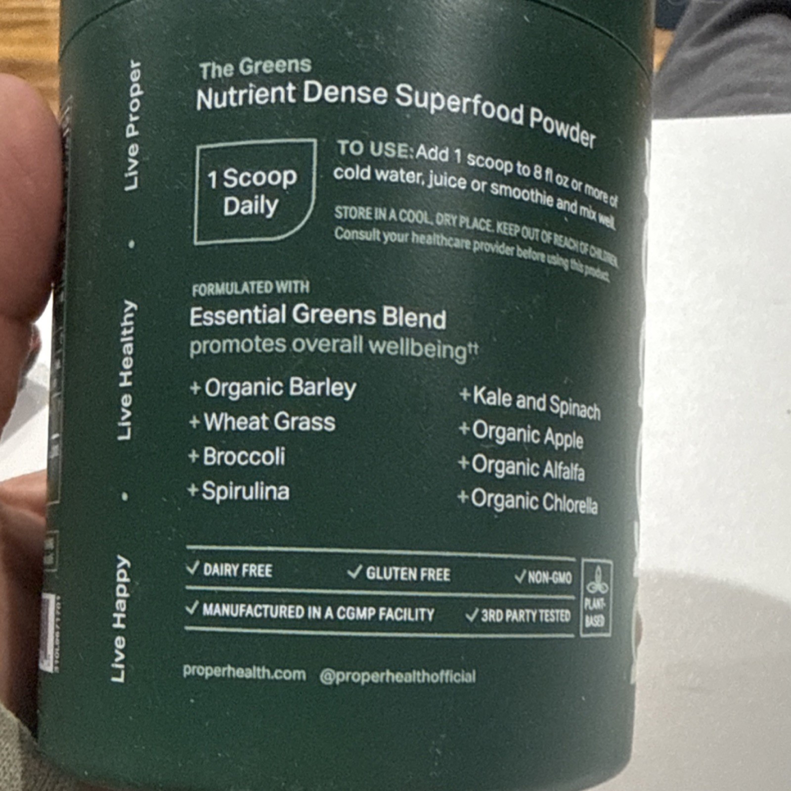 Proper Superfood Powder Organic Green Apple Wheat Grass Spirulina 6.13 oz