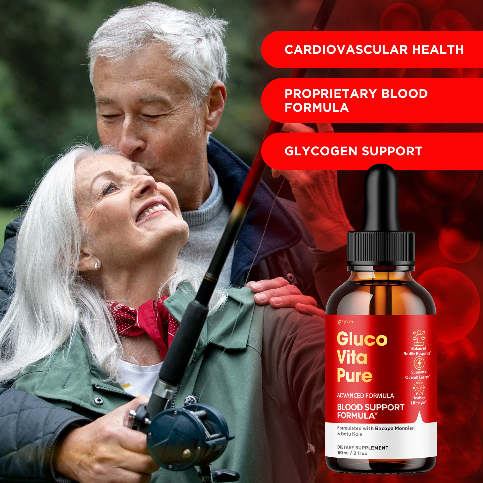 (1 Pack) Gluco Vita Pure Blood Support Drops Advanced Vitamin Supplement 2ML