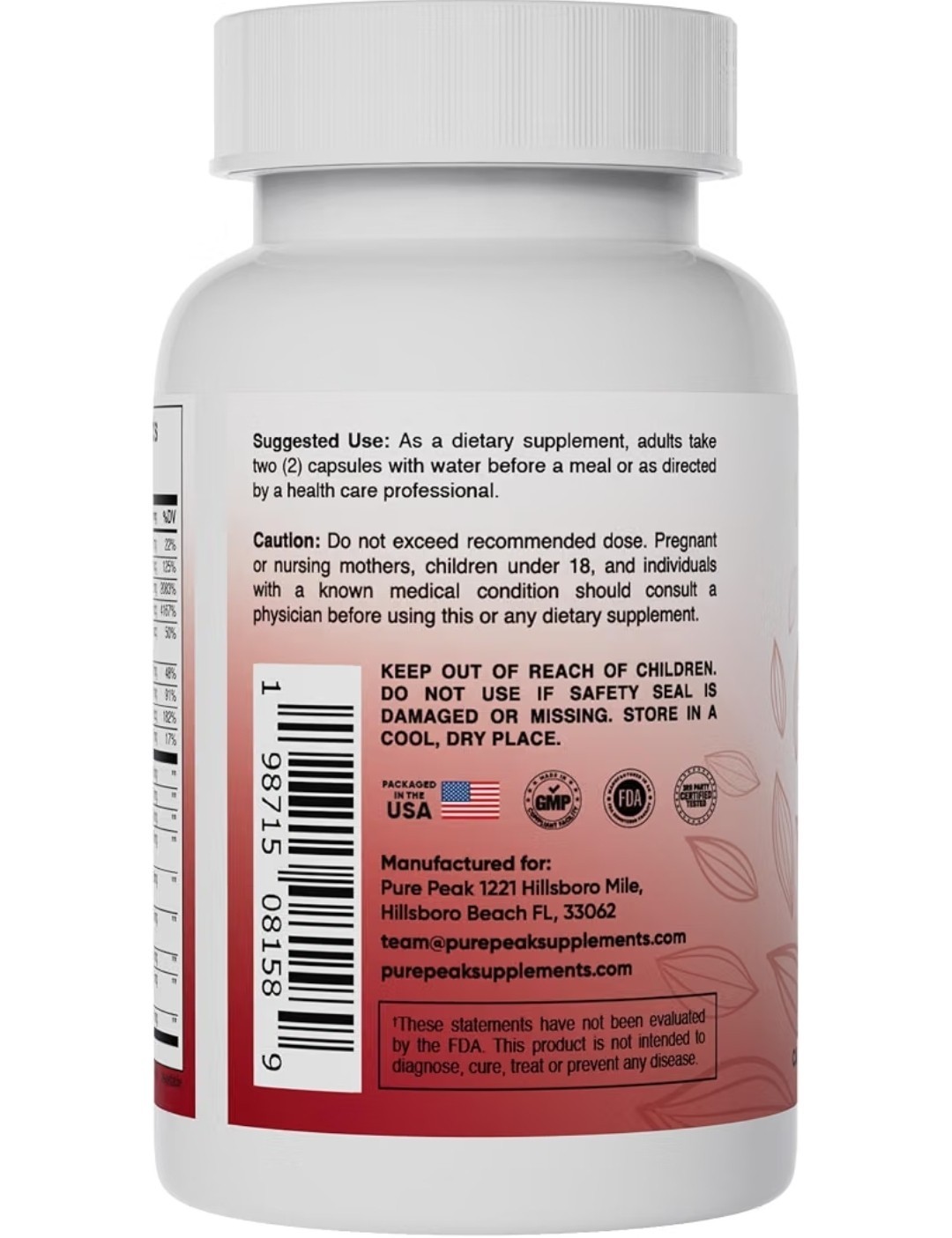 Pure Peak Thyroid Support Advanced Formula Vegetable Capsules 60 Count