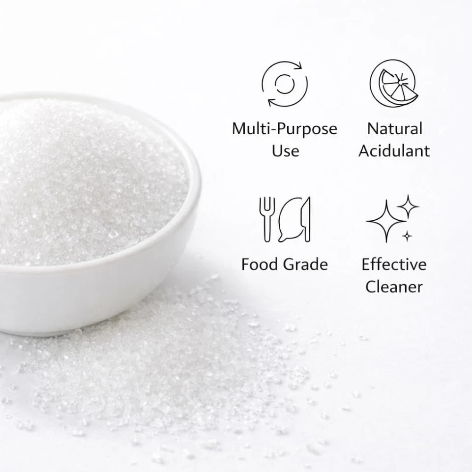 Citric Acid Crystals Food Grade Nimbu Sat ANHYDROUS Non GMO Use Multi Purpose