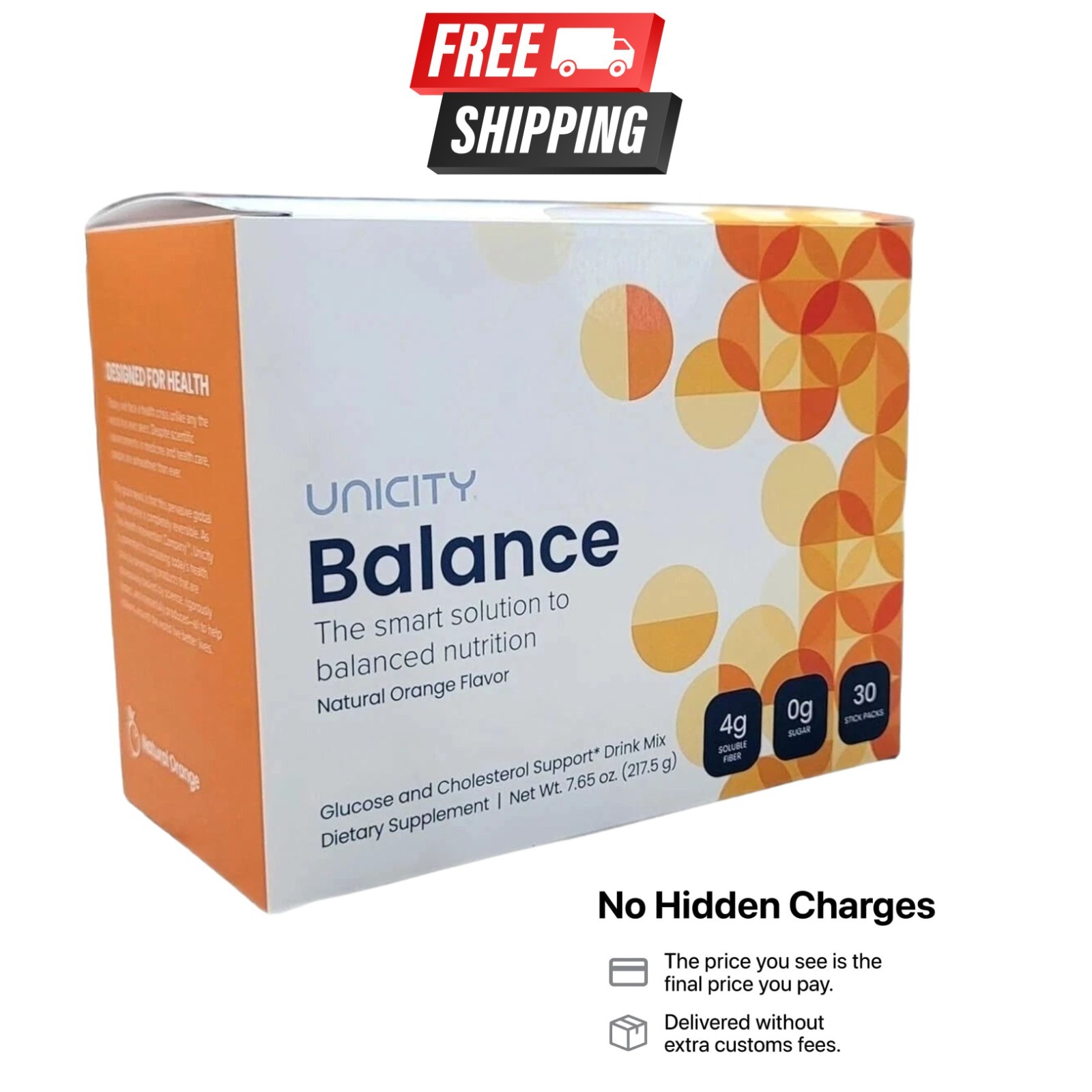 UNICITY Balance Cholesterol Support Drink Mix 30 Stick Pack (ORANGE) Exp 06/2026