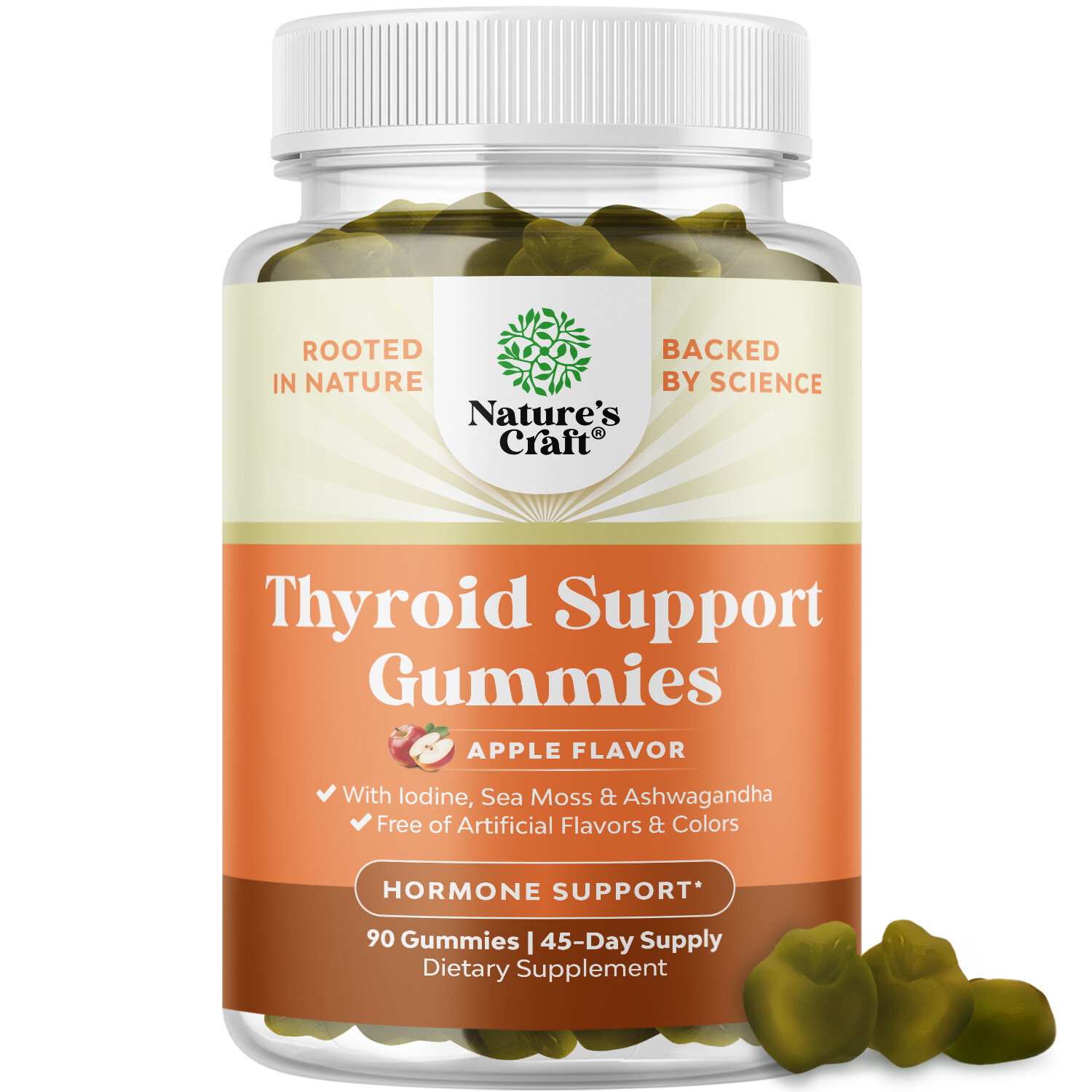 Vegan Thyroid Gummies with Sea Moss for Comprehensive Thyroid Support 90ct