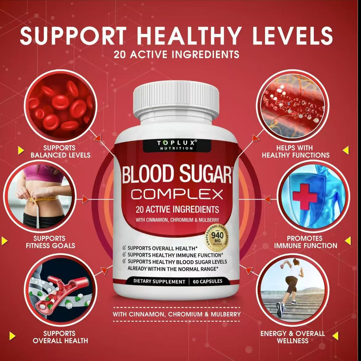 Blood Sugar Complex-A Blend of20 Essential Vitamins& Minerals forOptimal Health