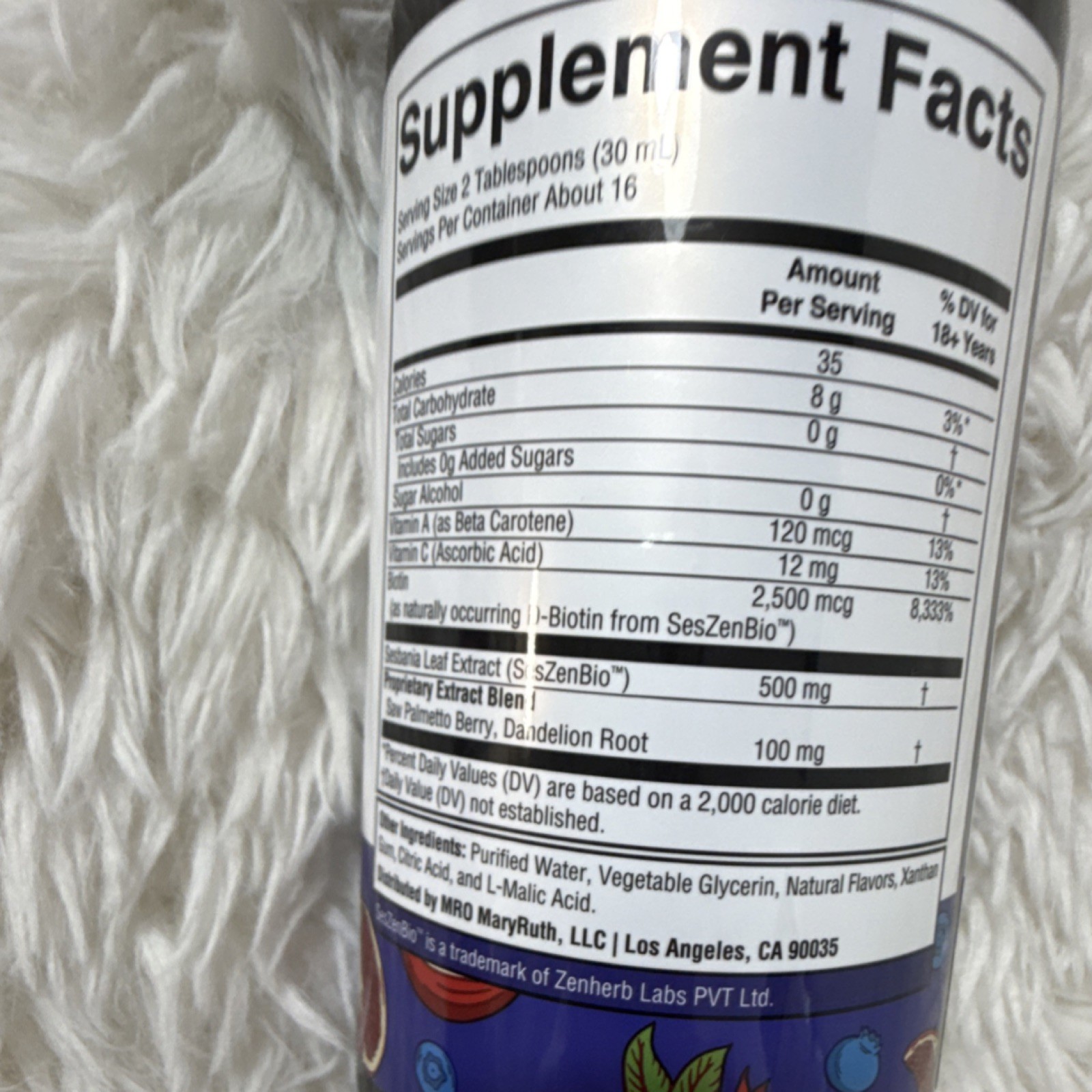 MaryRuth’s Daily Liquid Hair Formula 16oz Blueberry Pomegranate Biotin Vegan