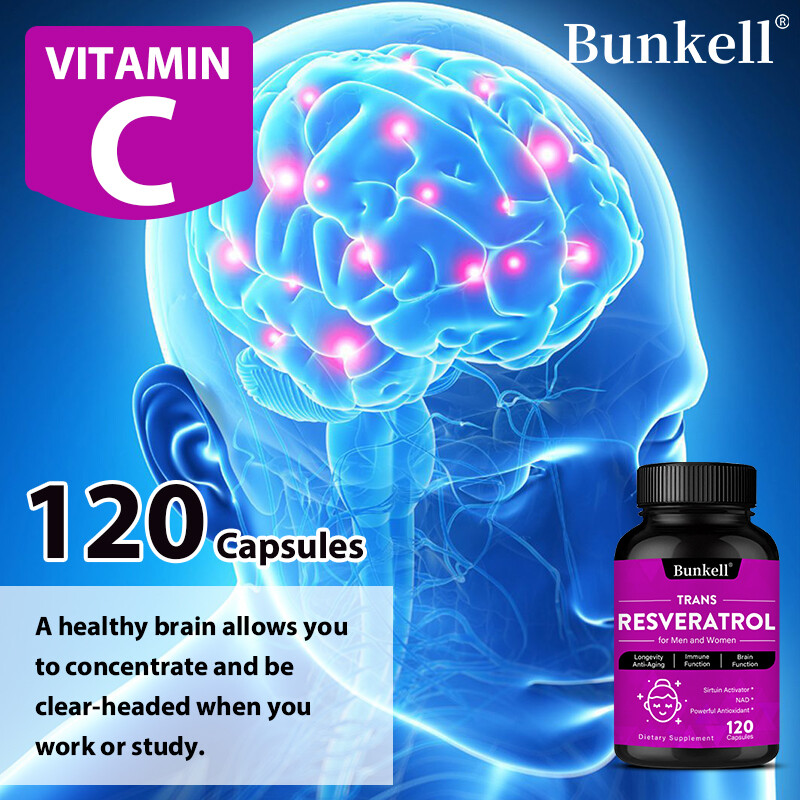 Resveratrol Capsules Anti-Aging Antioxidants, Brain & Immune Support