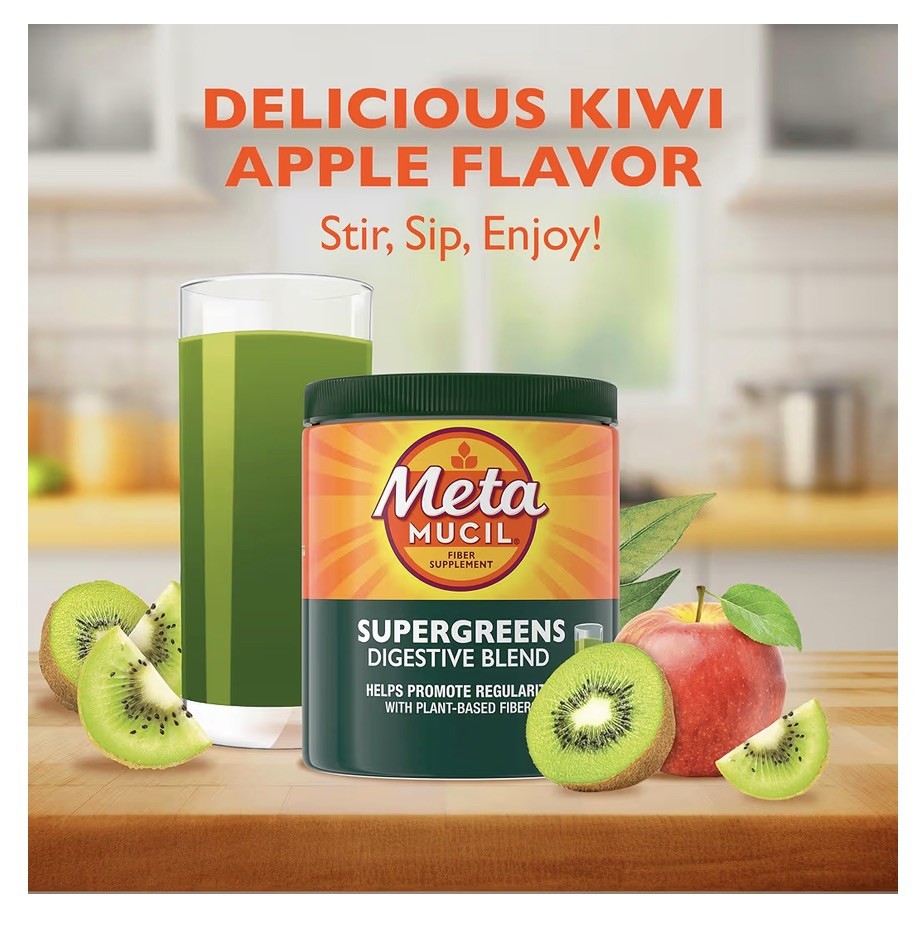 Metamucil Super Greens Digestive Blend Powder Fiber Kiwi Apple 5.5 Oz NEW 3 Pack