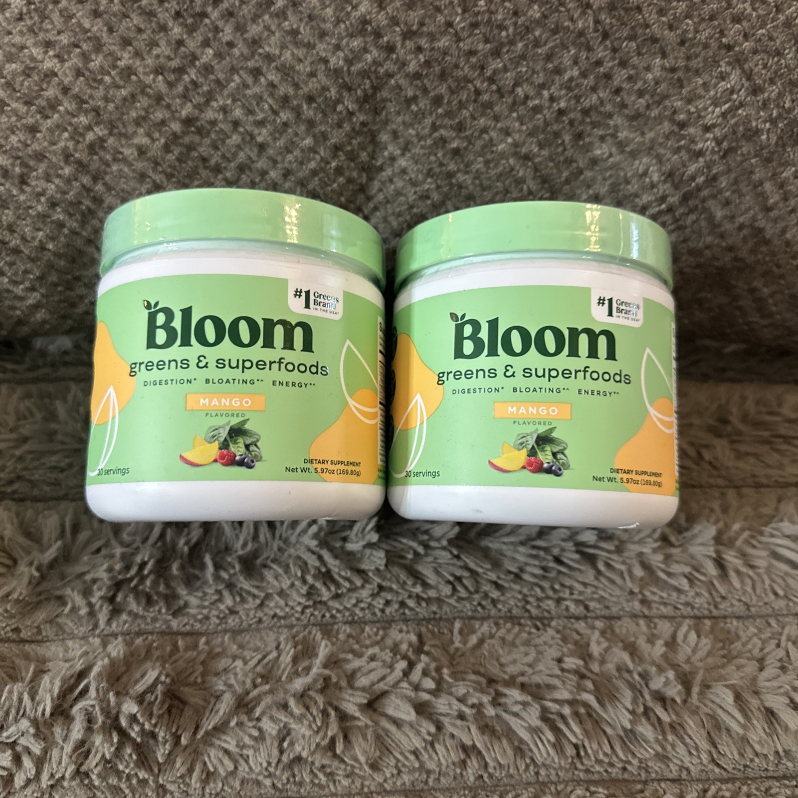 2 Bloom Greens Superfood Powder Mango 30 Servings Digestion Bloat Relief 04/27