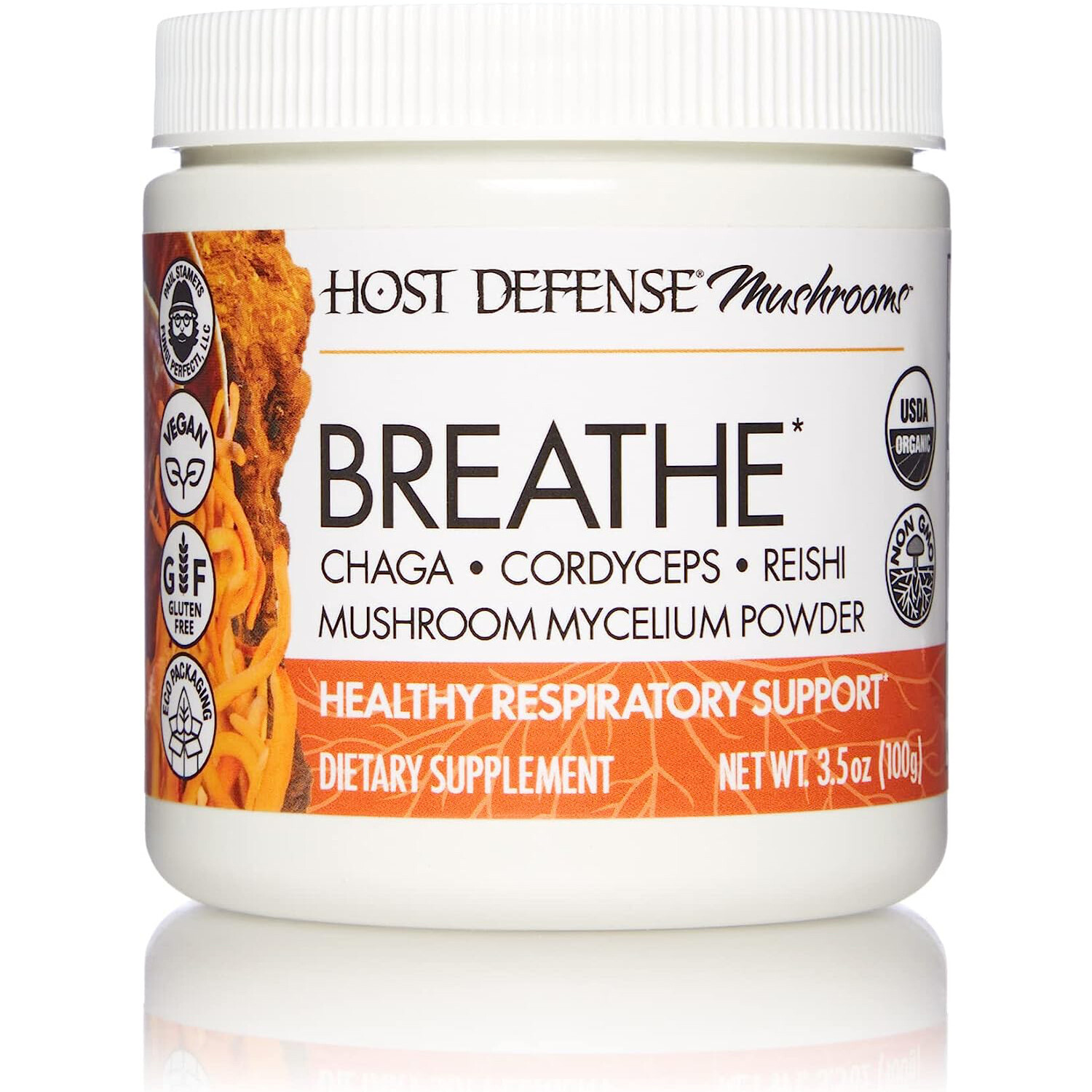 Host Defense,Breathe Mushroom Powder,Supports Respiratory Health,3.5Oz