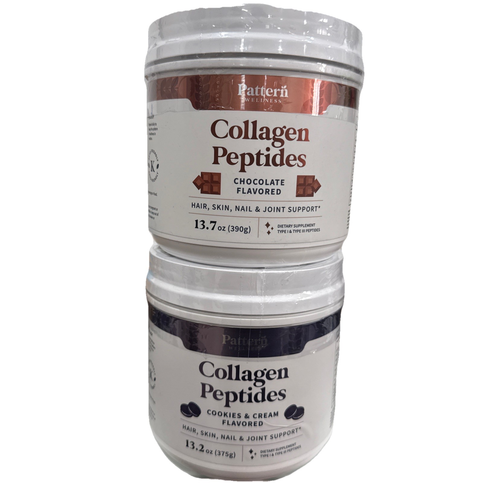 Pattern Wellness Collagen Peptides Powder Cookies & Cream Flavor & Chocolate
