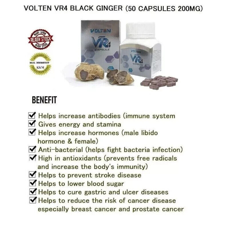 2x Volten VR4 Capsule Black Ginger Extract Plant Based General Health