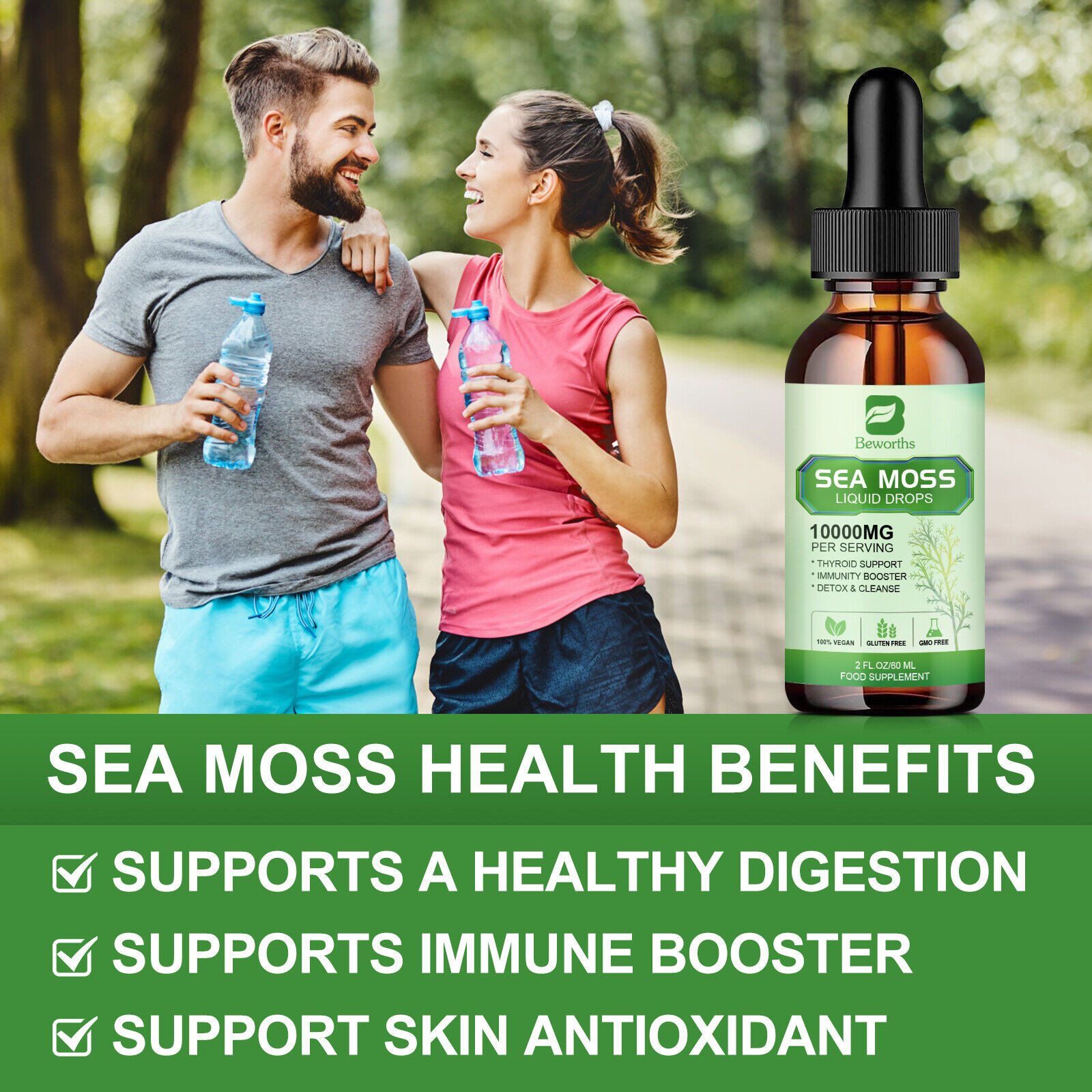 Sea Moss Liquid Drops +Black Elderberry Extract Immune Joint Digestion Support