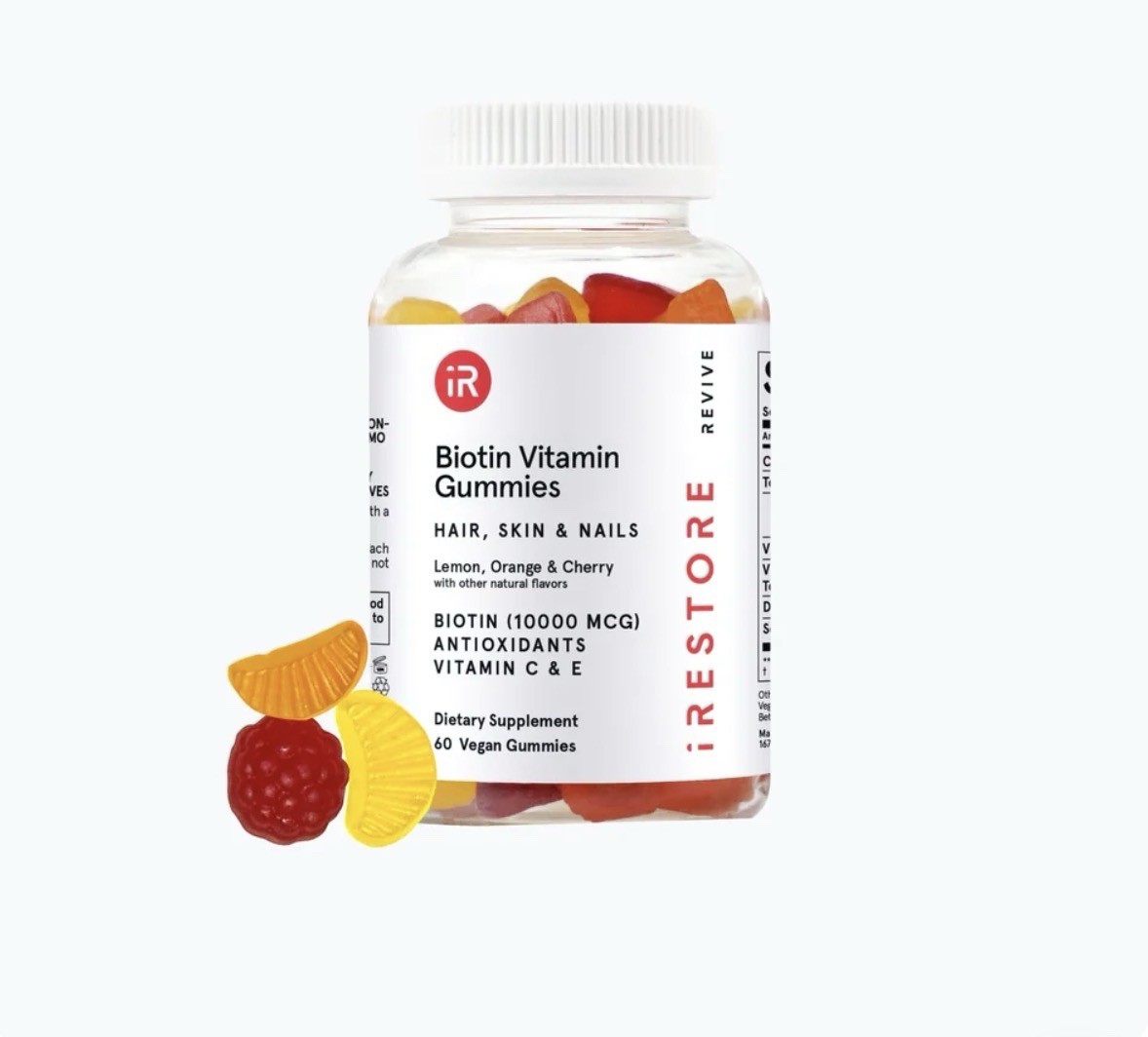 iRestore Biotin Gummies Hair Skin & Nails 10000 mcg 60ct Vegan Lemon Orange
