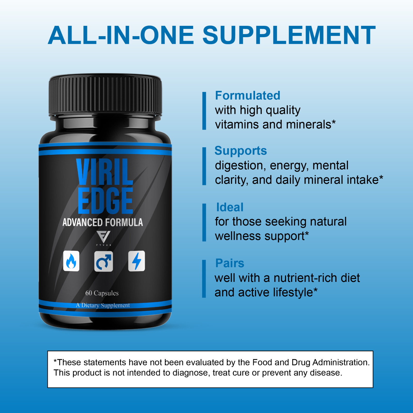 Viril Edge Male Health Support, VirilEdge Supplement (60 Capsules)