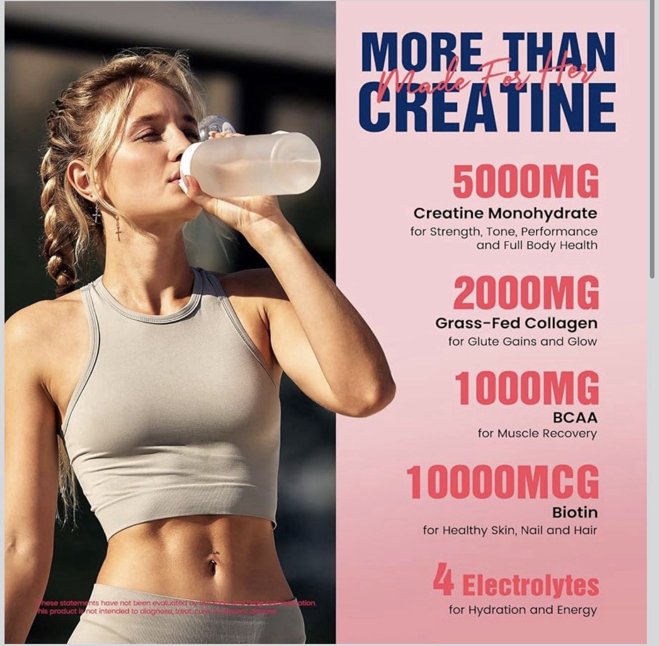 Giotto Creatine + Collagen w/ BCAA Biotin Women Unflavored 30 Serv