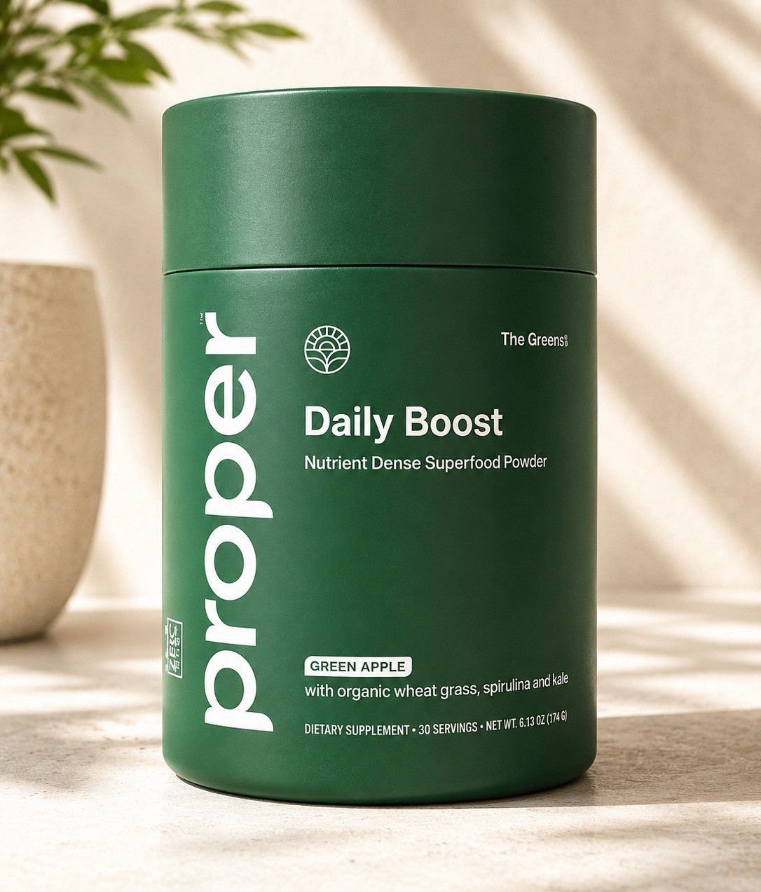 Proper Daily Boost Green Superfood Powder General Wellness Green Apple 6.13 oz