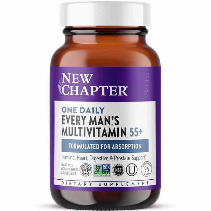 New Chapter One Daily Every Man’s Multivitamin 55+ 96 Tablets, Iron-Free Organic