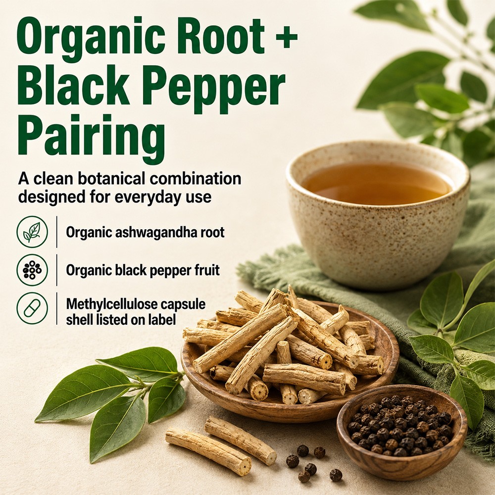 Yunkeblue Organic Herb Root Caps 1950mg with Black Pepper For Healthy Mood 120CT
