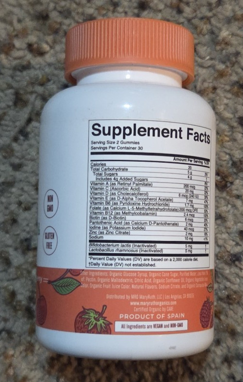 Mary Ruth’s Organic Kids Multivitamin & Postbiotic 60 Gummies Mix Berry & Cherry