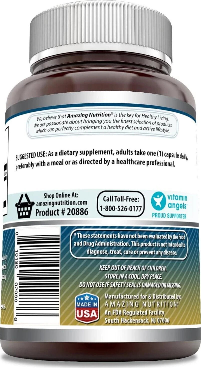 Amazing Nutrition Formulas Taurine Supplement 1000 mg 100 Capsules EXP 11/2027