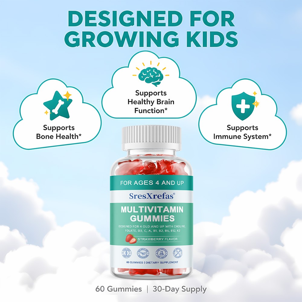 Kids Daily Multivitamin Gummies Supports Growing Kids Brain,Bone&Immune,60 Count