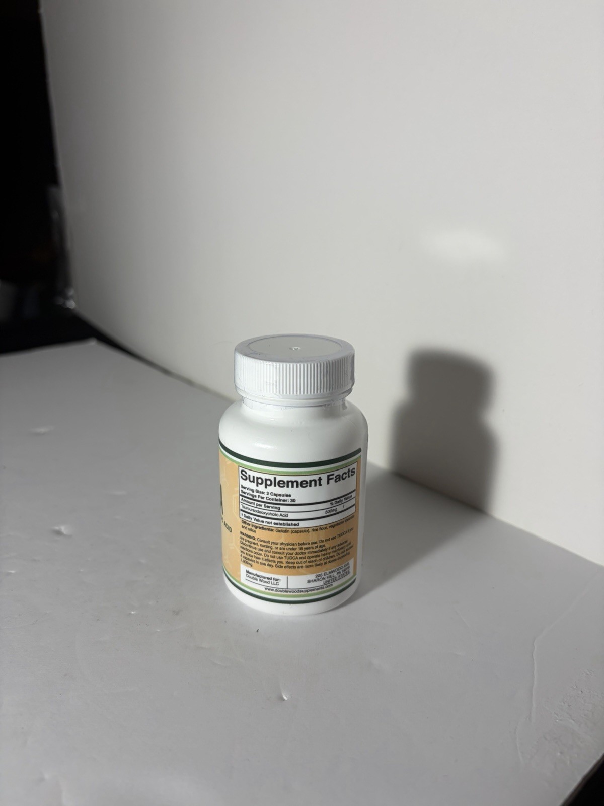 Double Wood Supplements TUDCA 500mg Liver Health Unflavored 60 Capsules