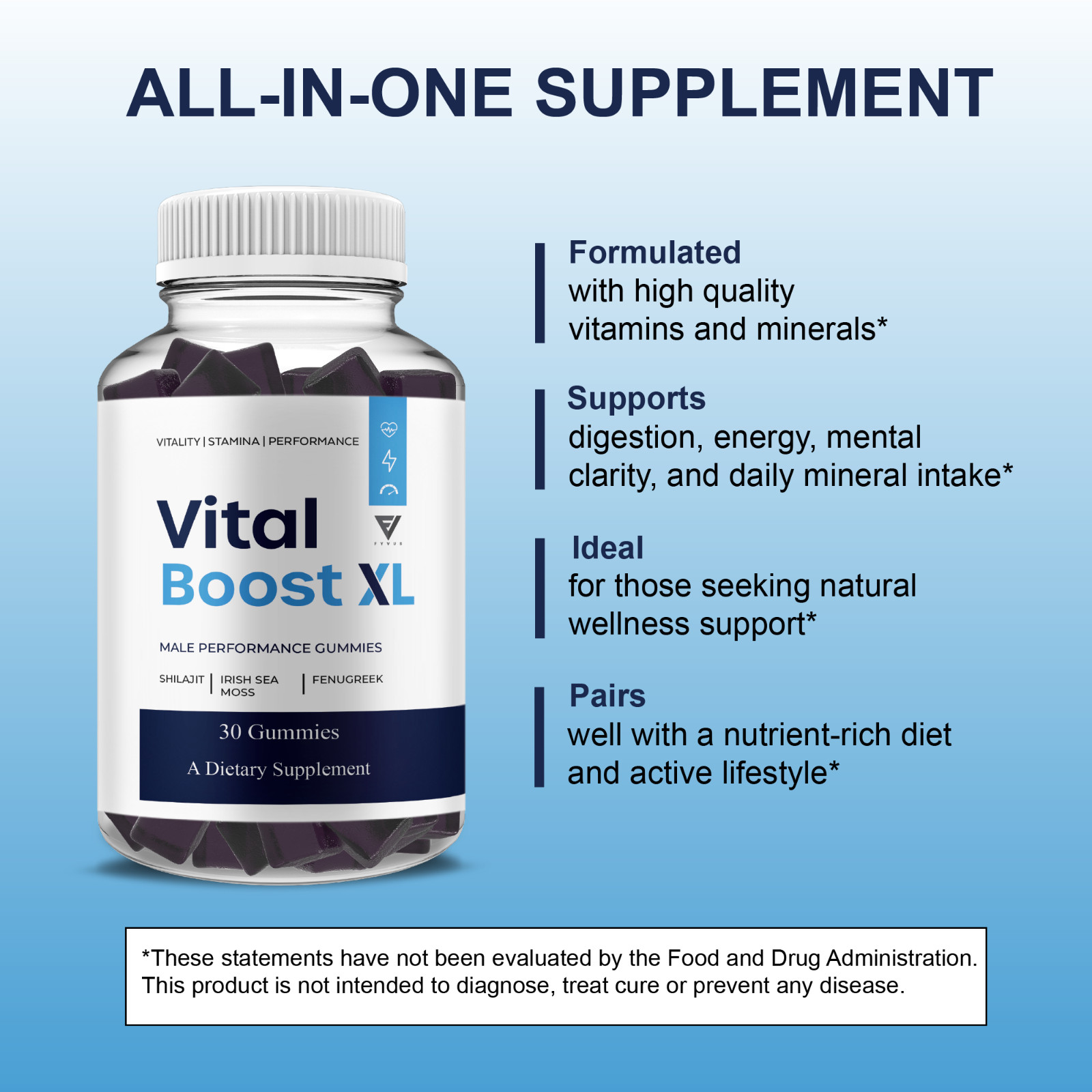 (2 Pack) Vital Boost XL Performance Supplement, VitalBoost XL (60 Gummies)
