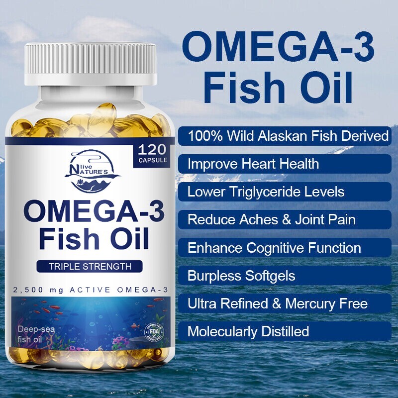 120 Pills Omega 3 Fish Oil Capsules 3x Strength 2500mg EPA&DHA,Highest Potency