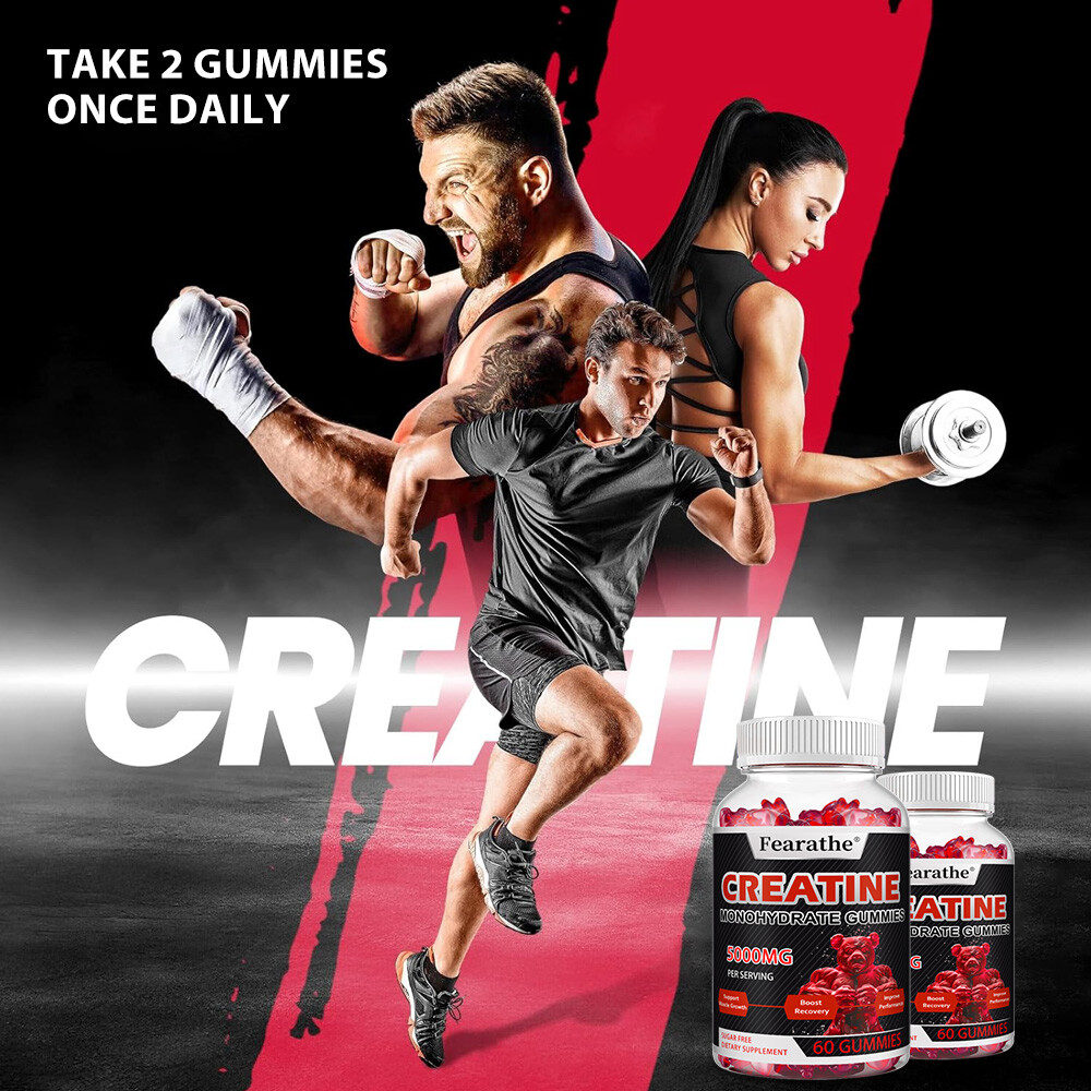 5000mg Creatine Monohydrate Gummies, Sugar Free Muscle Strength & Recovery,60 CT