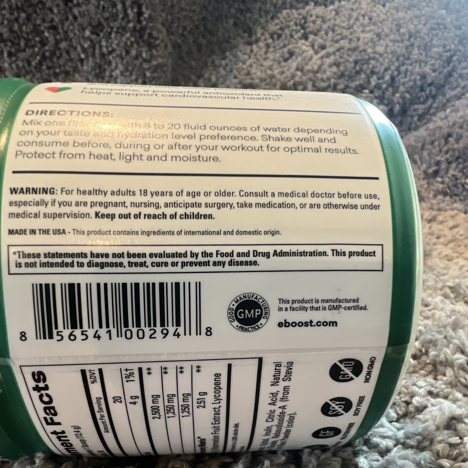 EBOOST Rescue 2:1:1 BCAA+ Recovery Matrix Powder Watermelon 8.74 oz