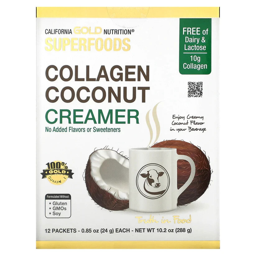 California Gold Nutrition SUPERFOODS Collagen Coconut Creamer 12x 24g ea NEW