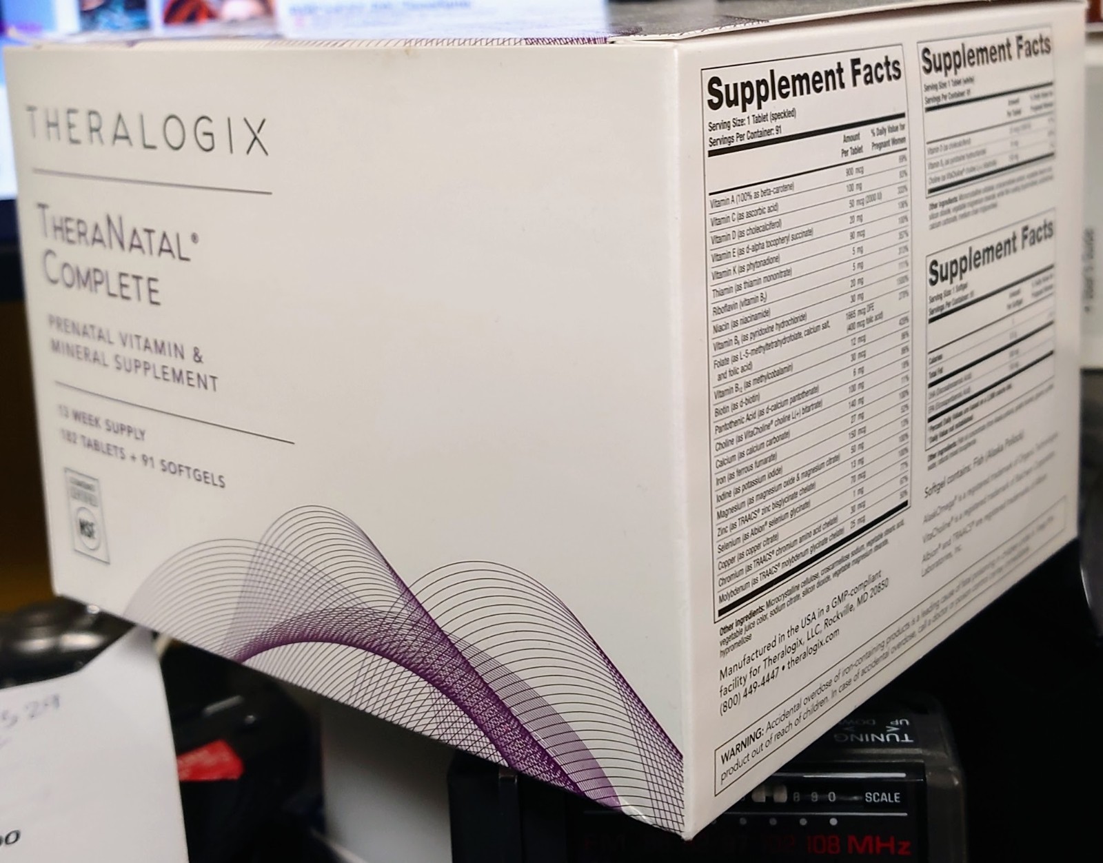 Theralogix TheraNatal Complete Prenatal Vitamin Supplement 91-Day Supply – 06/27