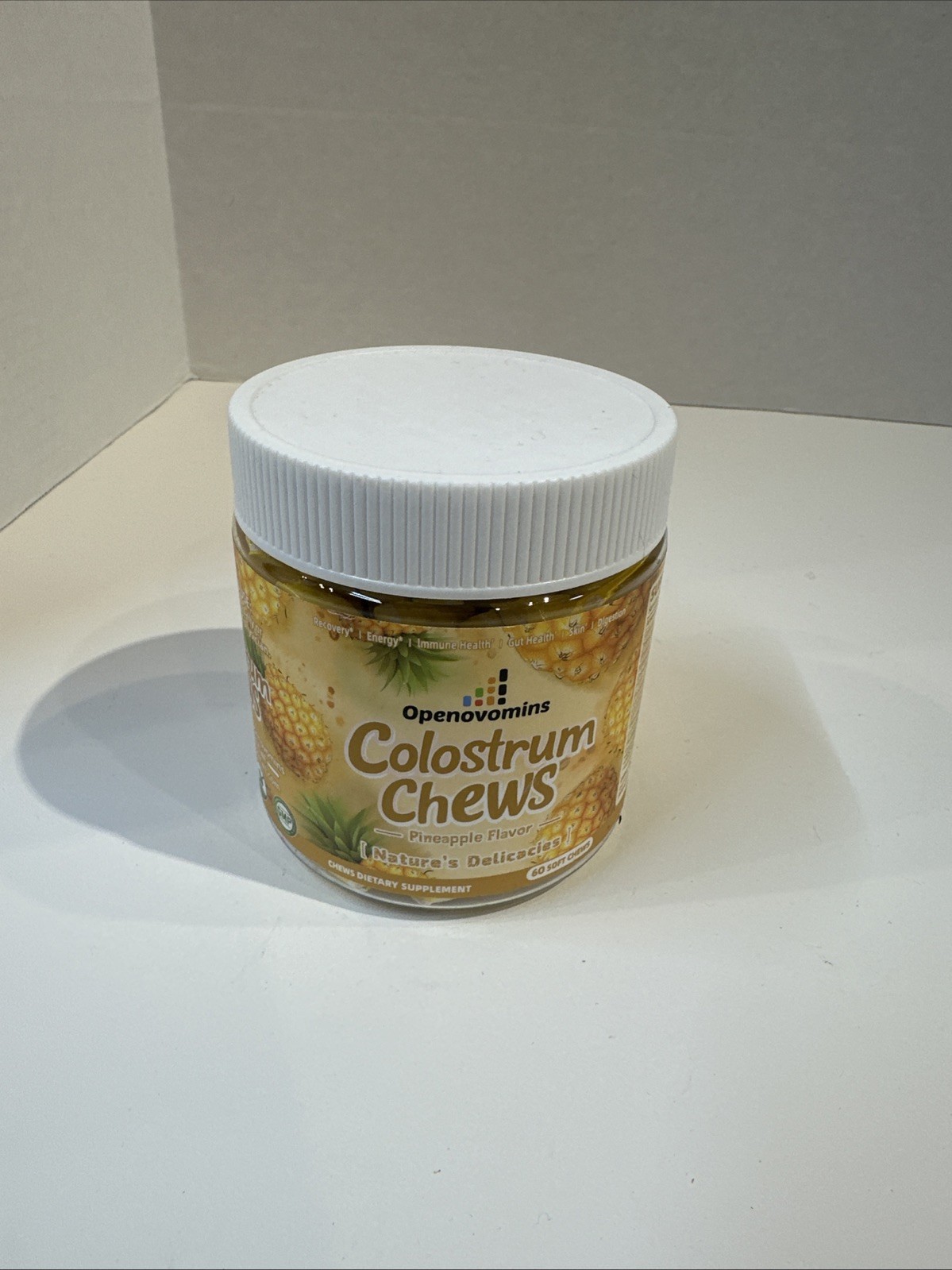 New Openovomins Colostrum Soft Chews Pineapple 60ct Immune Gut Skin Expires12-26