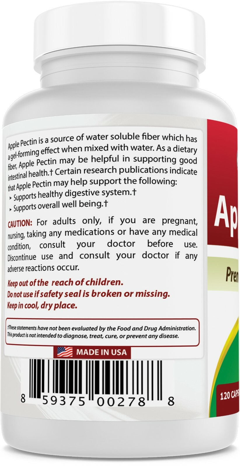 Best Naturals apple pectin 700 mg 120 Capsules -support healthy digestive system