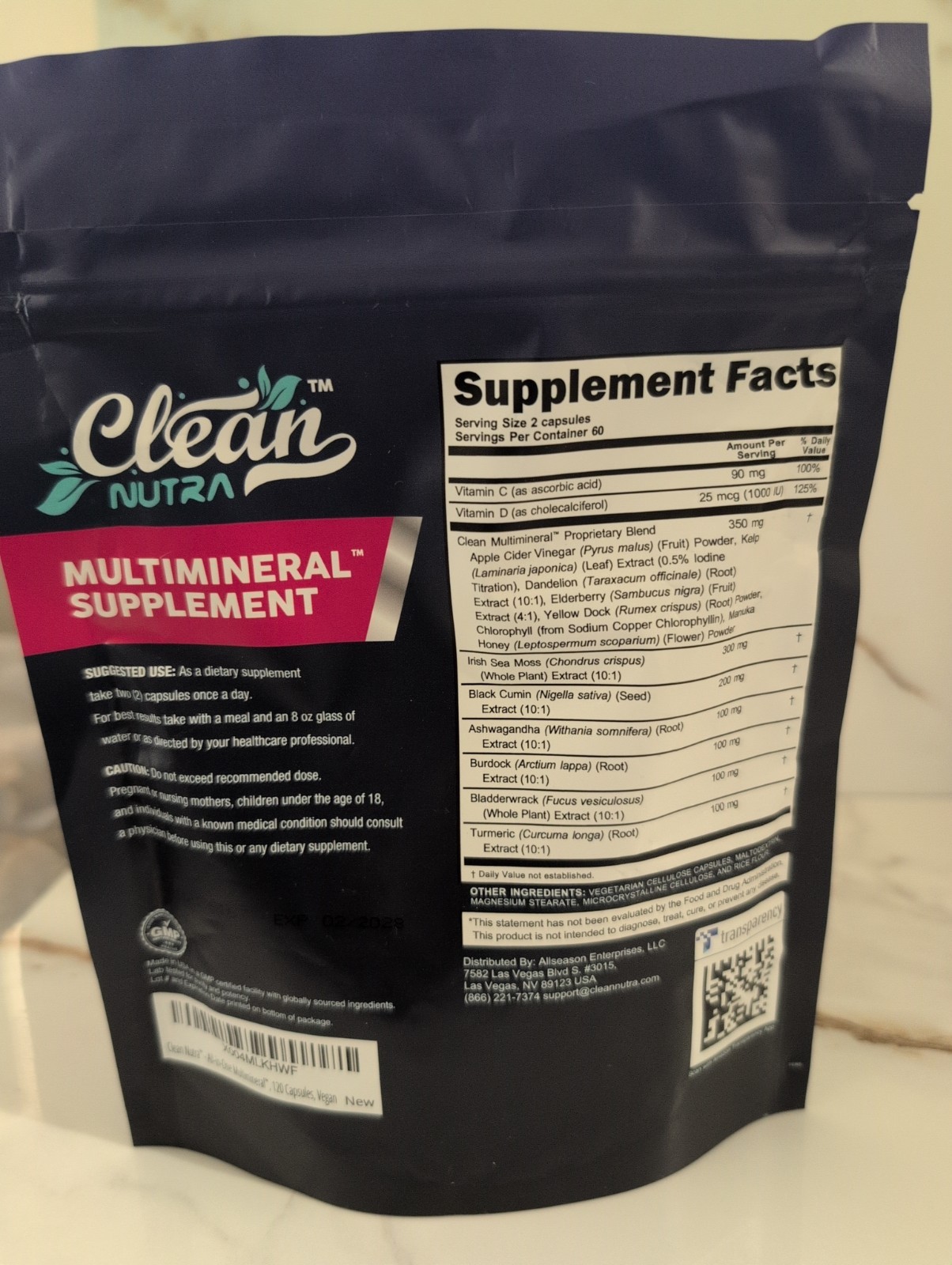 Clean Nutra Sea Moss + Black Seed Oil + Ashwagandha Capsules Non-GMO 120 ct