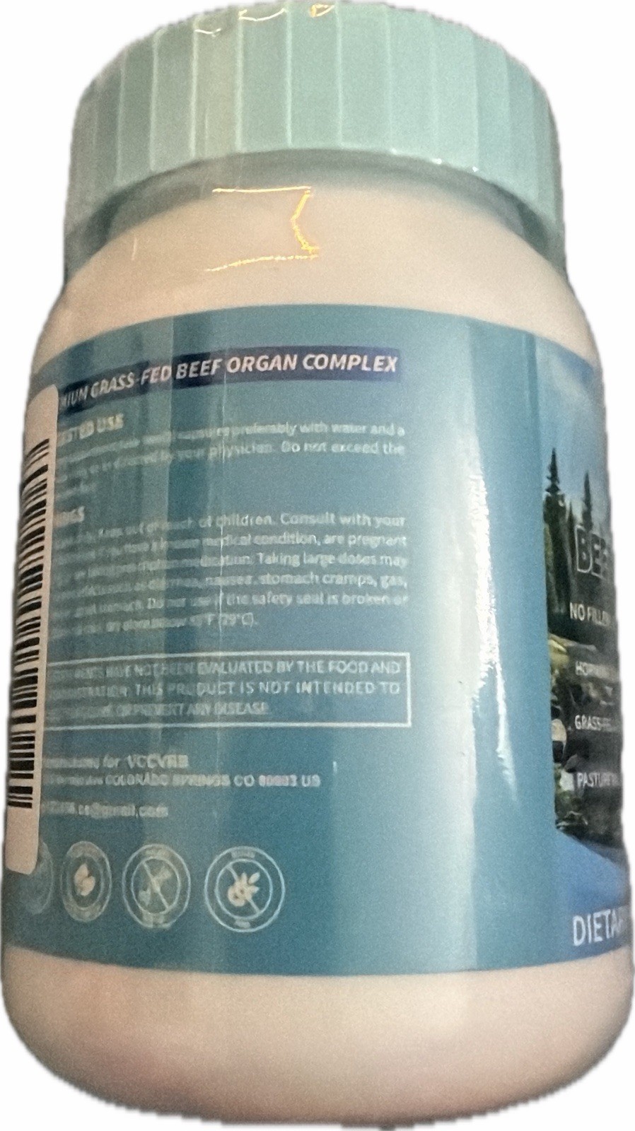VBB Grass Fed Beef Organ Complex Dietary Supplement Capsules 90ct