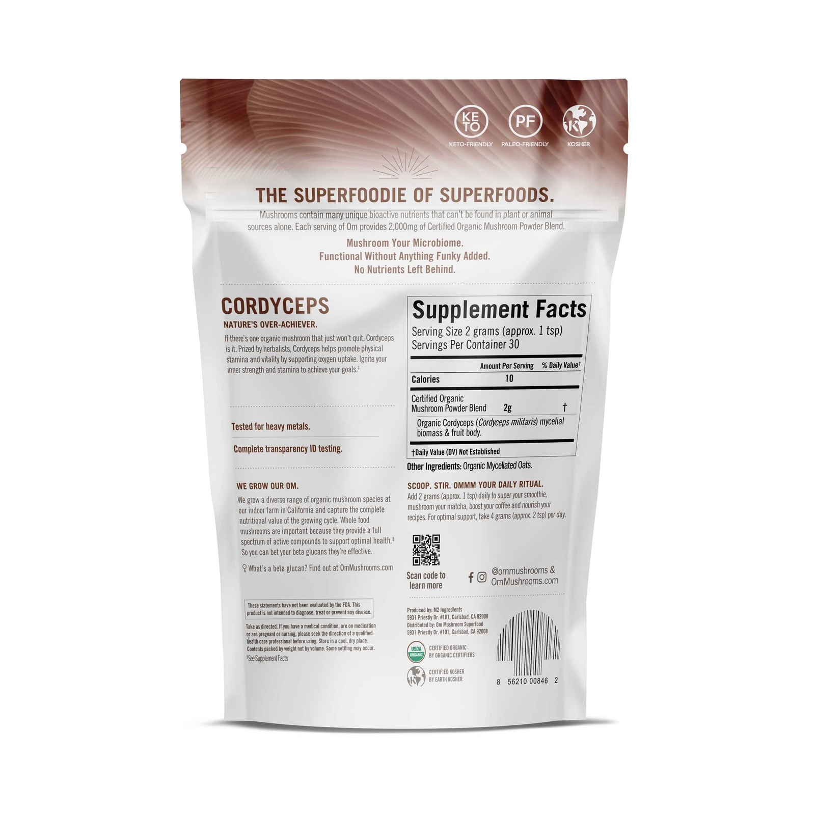 OM Cordyceps Organic Mushroom Powder Superfood Dietary Supplement 7.05 Ounce