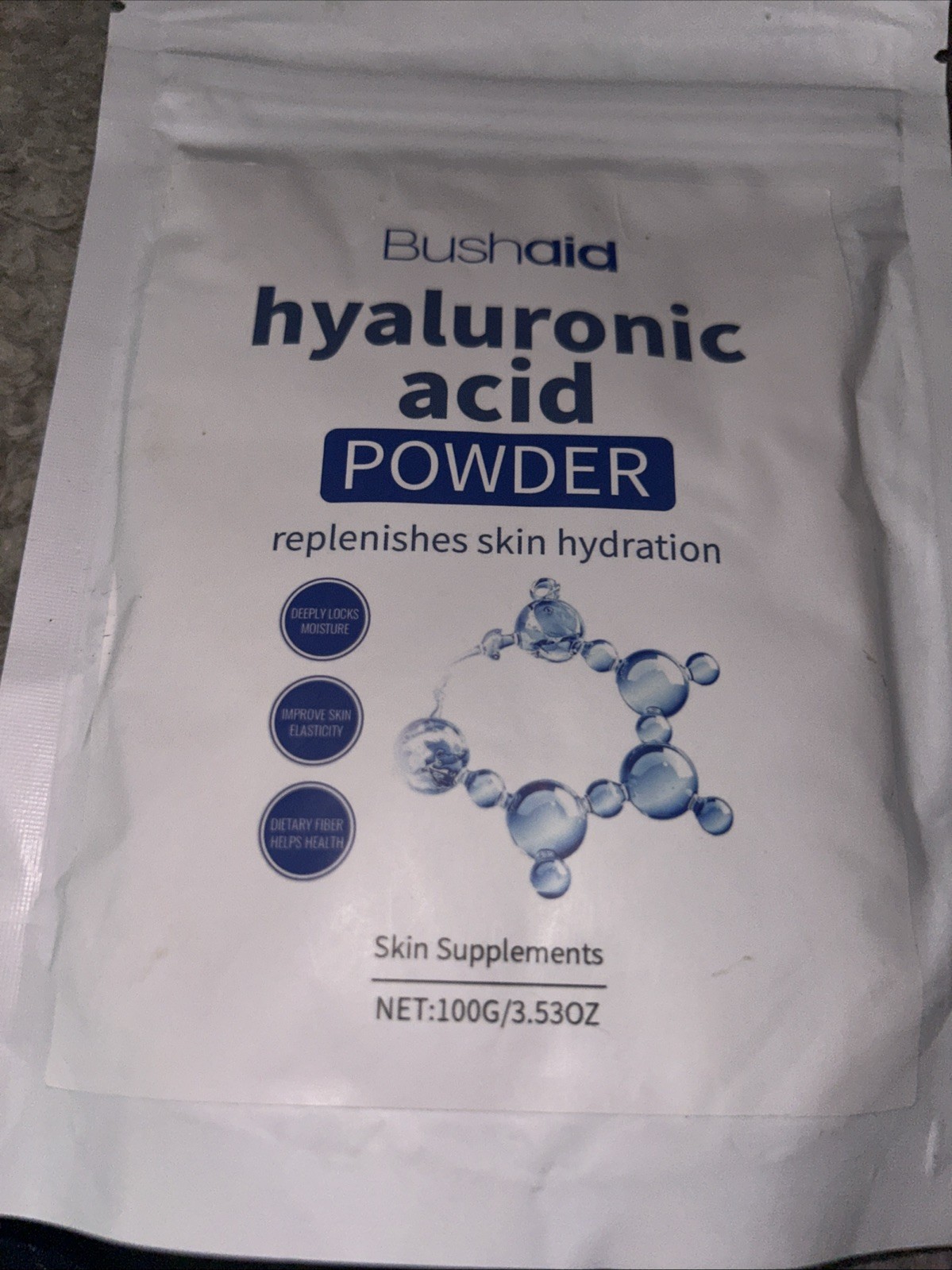 100g Bushaid Hyaluronic Acid Powder Deeply Hydrates & Increases Skin-Moisture
