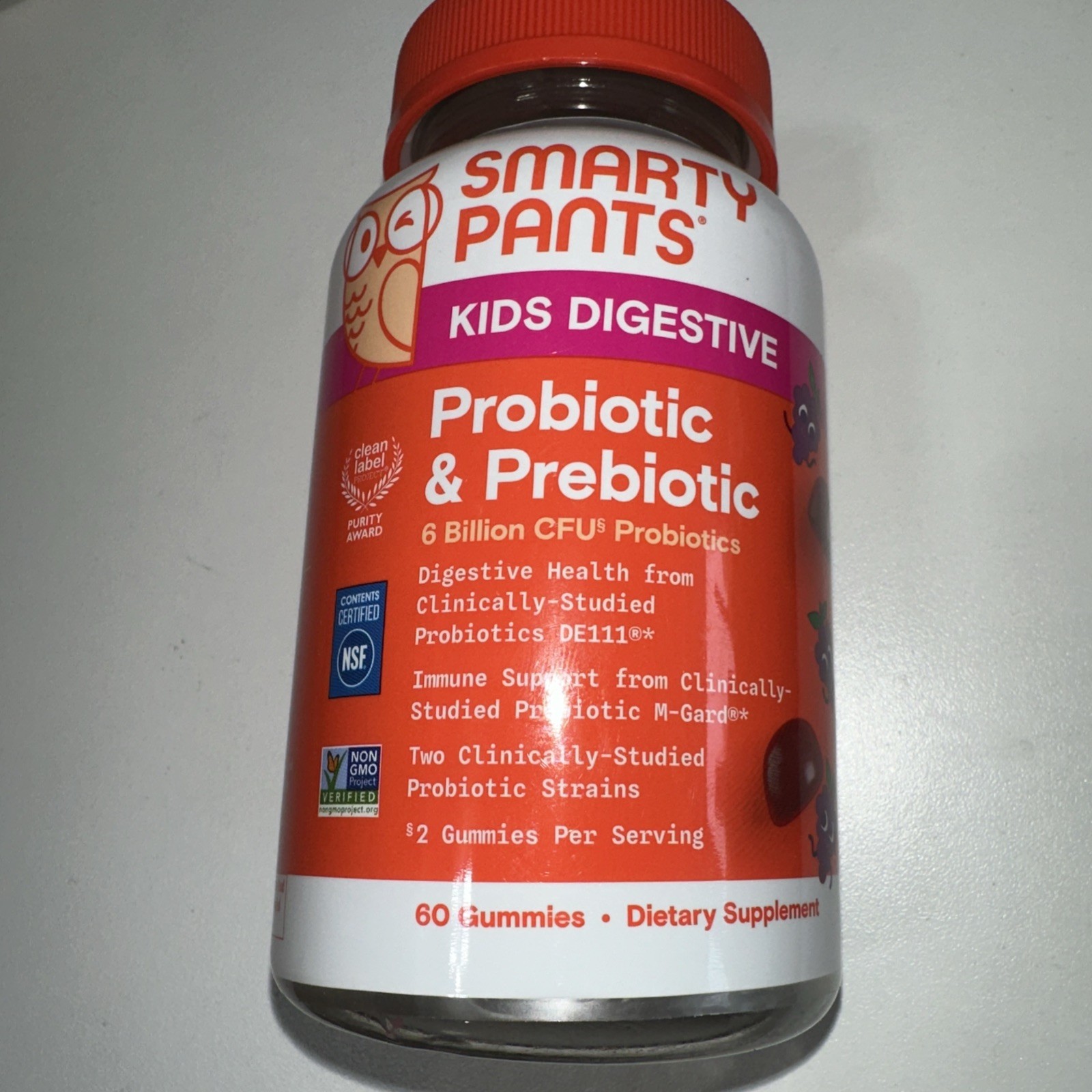 SmartyPants Kids Probiotic Complete Grape 4 Billion CFU 60 Gummies No Artificial