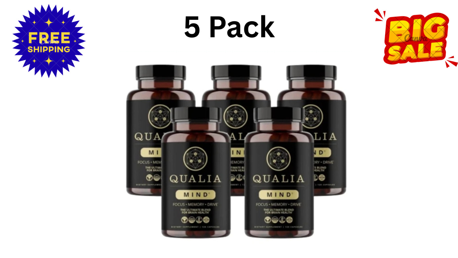 (5 Pack) Qualia Mind Brain 2.0 Supplement Nootropics – 600 Capsule Supplement