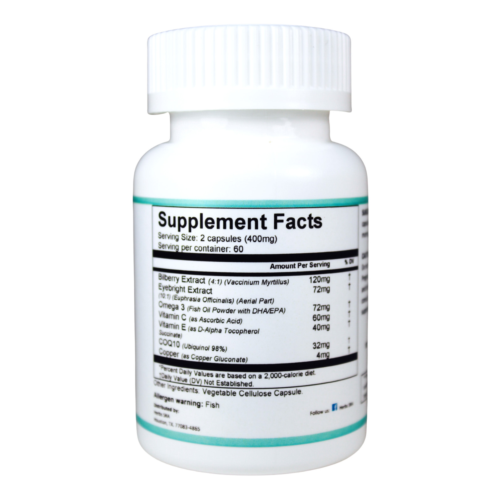 EYE CARE, 120 Capsules, Eye Vision Health, Bilberry Extract, Omega 3, Taurine.