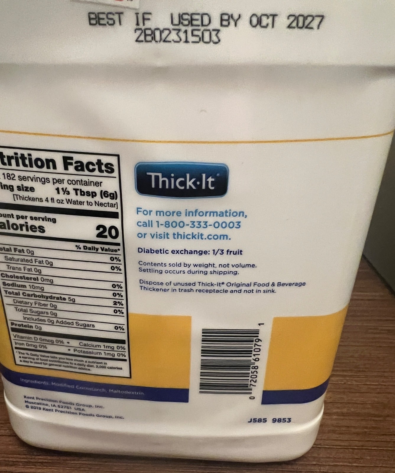 Thick-It Original Food & Drink Thickener Unflavored 36 oz Canister Oct 2027